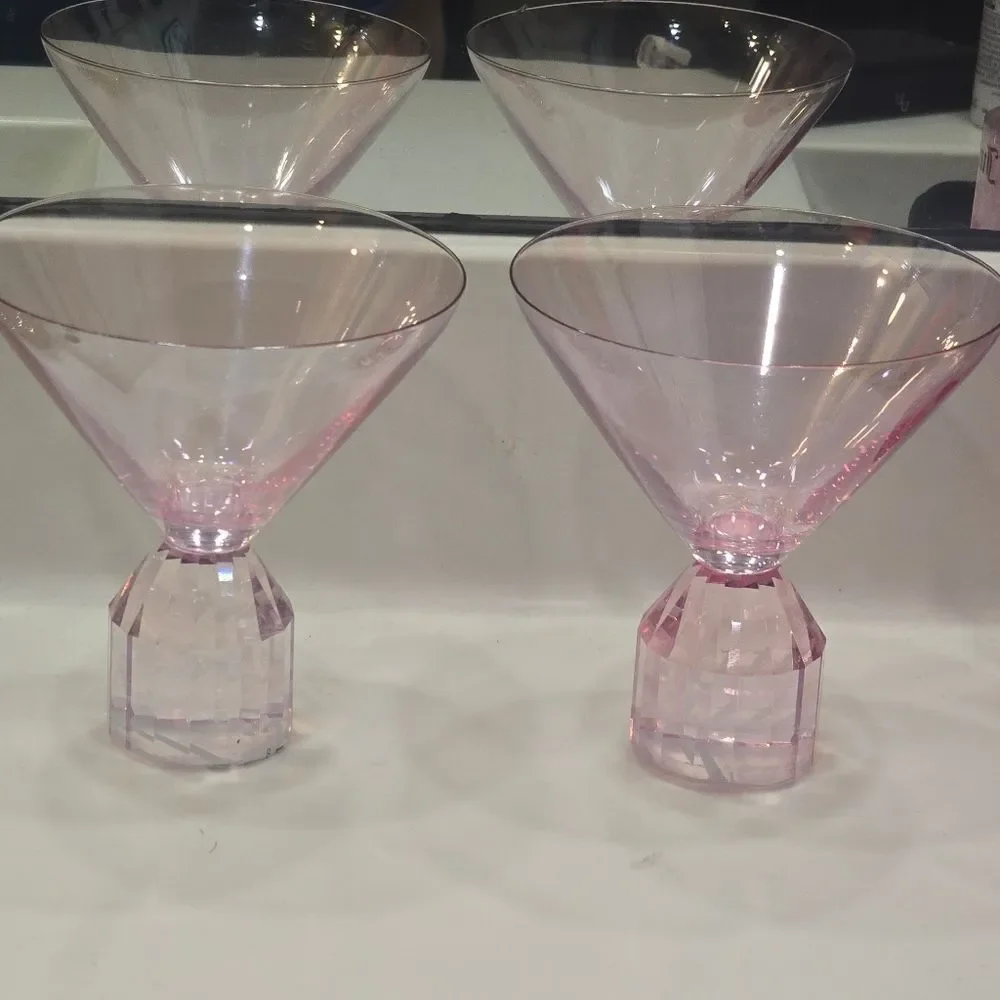 At Home Elegant Pink Crystal‎  Martini Glasses Set